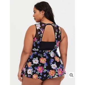 Torrid Floral Mesh Peplum One-Piece Swimsuit Sz 3R